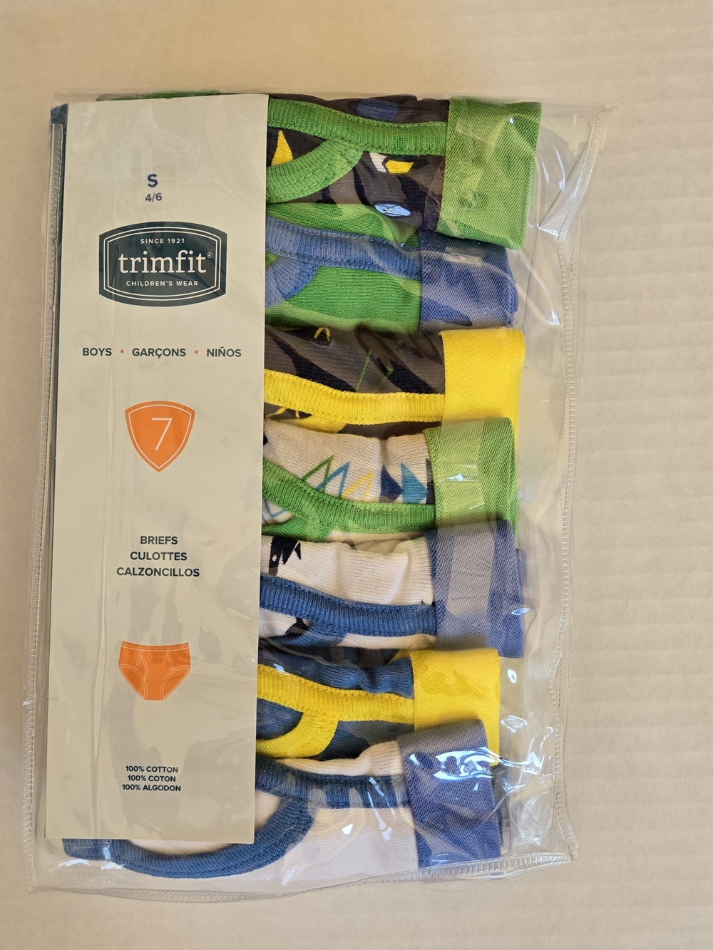 Trimfit Boys' Briefs 7-Pack — Green, Blue & Yellow Accents